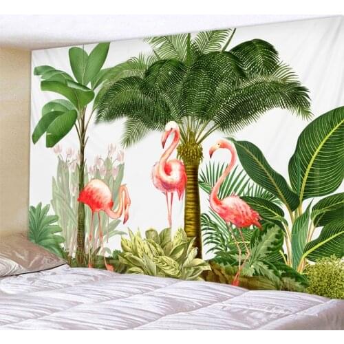 Tropical plant tapestry retro illustration wall hanging palm leaf bohemian family decoration leaf beach mat picnic sleeping mat