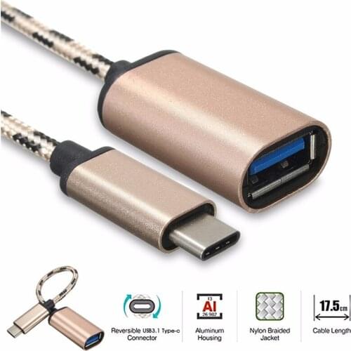 USB-C 3.1 Type C Male To USB 2.0 Female Nylon Braided Adapter Sync Data Charger OTG Cable Converter for Phone Laptop 50PCS