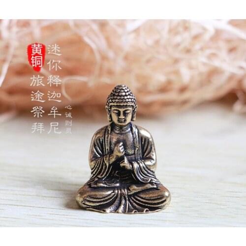 Vintage Brass Buddha Statue Miniatures Sitting Buddha Shakyamuni Figure Sculpture Home Office Desk Decorative Ornament Toy Gift