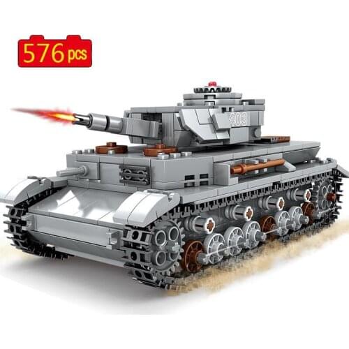 Military Series WWII Panzerkampfwagen IV Main battle tank Soldier SWAT Building Blocks Bricks Toys Gifts