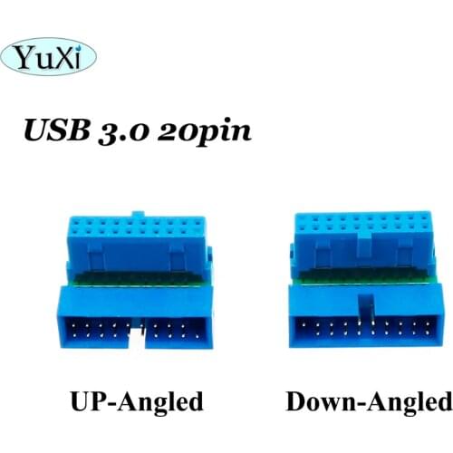 YuXi USB 3.0 20pin Male to Female Extension Adapter Converter for Motherboard Mainboard Up Down Angled 90 Degree