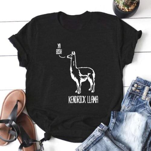 Kendrick Llama Printed Short Sleeve Cotton Tshirt Women Top O-neck Funny T Shirt Women Casual Camisa Feminina Tee
