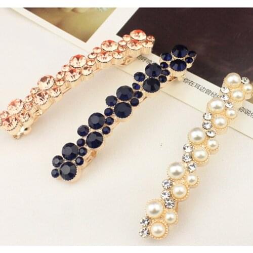 Popular Women Girl Crystal Hair Clip Barrette Pearl Hairpin Hair Accessories Hair Clip Beauty Styling Tools Free Shipping