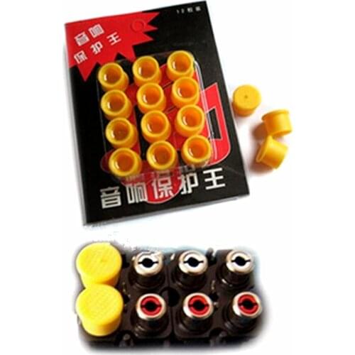 YELLOW RCA female Jack connector Protector RCA CAP dust proof cover - ( 12 Pcs )