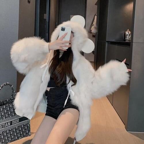 Real fox fur coat jacket women 2020 Autumn Winter new style cute fur overcoat Fashion Warm parka loose outerwear High quality