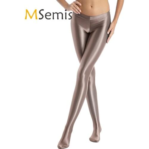 Womens Yoag Pants Leggings Sport Fitness Yoga Leggings Gym Clothing Ladies Zipper Crotch Mid Waist Glossy Stretchy Pantyhose