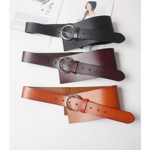 Black Coffee Cow Leather Women Betls Fashion Winter Autumn Coat Dress Belt Decoration Plain Genuine Leather Ladies Corset Strap