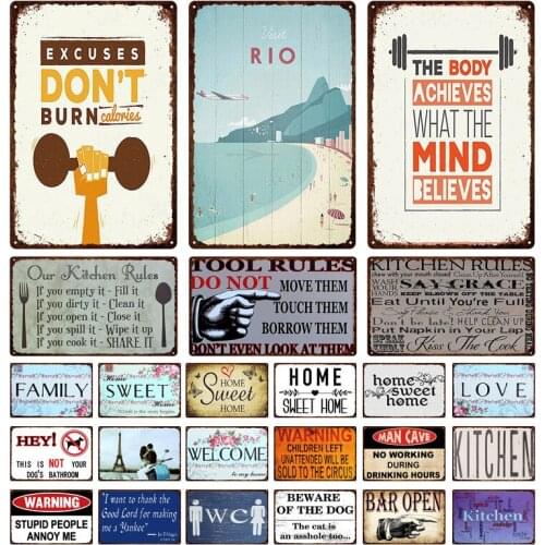 Warrning Don't Burn Tin Signs Vintage Family Love Sweet Chic Sign Plates Kitchen Utensils Wall Art Home Decor