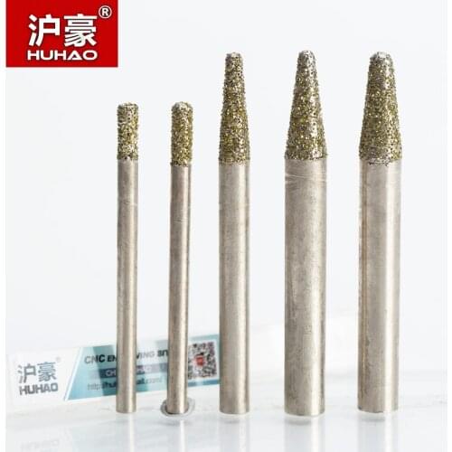 HUHAO 1PC Stone Engraving Machine Cutter Stone Cutting Bits CNC stone carving tool Electroplated diamond Router bit