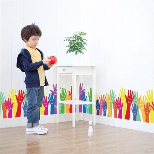 1PC Color SmilyPalm Drawing Skirting Wall Sticker Balcony Bedroom Kindergarten Classroom Decoration Waterproof Stickers