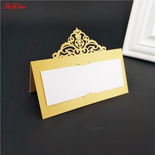 100PCS Golden/Blue/White Table Cards Laser Cut Paper Vine Seat Cards For Name Place Cards Wedding Party Favors Decoration 7Z