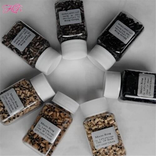 1000Units Micro Copper Ring Multi Color Micro Link Hair Extension Tools 3.4x3.0x6.0 Flared Micro Ring Beads Hair Bead