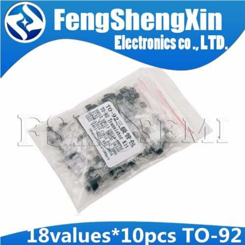 18values X10pcs=180pcs TO-92 Transistor Assorted Kit 2N2222 S9013 S9014 S9015 S9018 S8050 S8550 5551 5401 2N3904 2N3906 C1815