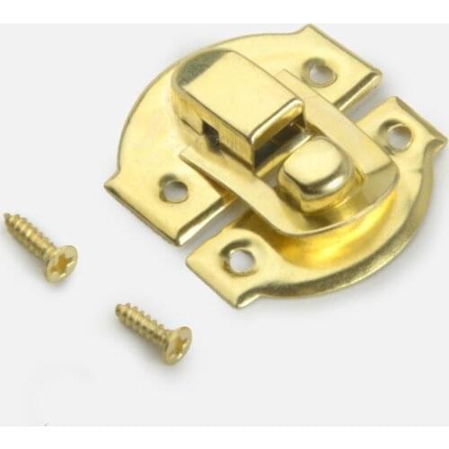 2PCS/Lot Antique Yellow Decorative Hasp Latch Buckle Small Hasp Latches Lock with Screws for Jewelry Wooden Wine Box, 27x29mm