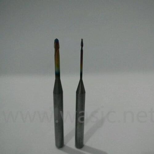 2pcs Roland CRN Coat for Milling PMMA, Wax Avoid Sticky During Mill Head Diameter 1.0mm, 2.0mm