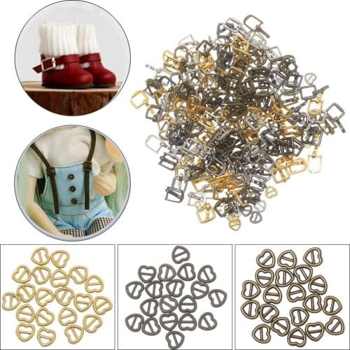 20/40Pcs 3/5mm Mini Tri-glide Buckle Belt Cute Heart Shaped Buckle Doll Bag Buckles DIY Doll Buckle Shoes Clothes Accessories