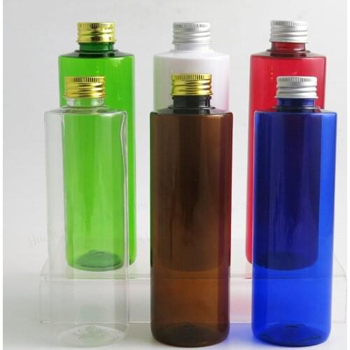 20 x Refillable Flat 250ml large PET Plastic Cream Bottle With Aluminum Silver Cap 250ML Transparent Cream Containers Packaging