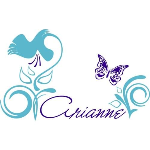 2017 New Design Butterfly Vinyl Wall Stickers For Teens Room Bedroom Removable Home Decor Custom Name Wall Decal Flowers ZA281