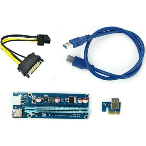 2017 Top quality PCI-E Express 1X To 16X Extender Riser Adapter Card With Molex 60CM USB Cable for VER006/006C/008C/007S/008S