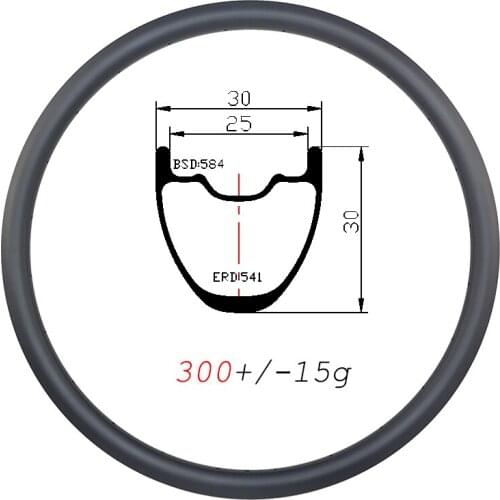27.5er 300g Ultralight 30mm wide hookless tubeless disc carbon mountain wheels 30mm deep 24H 28H 32H 650B MTB XC carbon rims