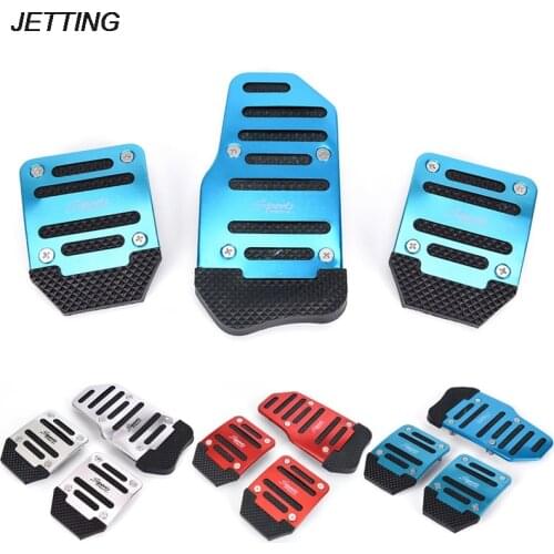3pcs Aluminium Alloy Foot Treadle Cover Pad Car Auto Vehicle Non-slip Pedal Blue Car Accessories