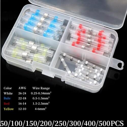 10/20/50pcs Solder Seal Wire Connectors Heat Shrink Butt Connectors Insulated Waterproof Electrical Terminals for car boat Home