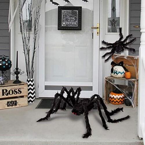 50cm/75cm/90cm/125cm/150cm/200cm Black Spider Halloween Decoration Haunted House Prop Indoor Outdoor Giant Decor