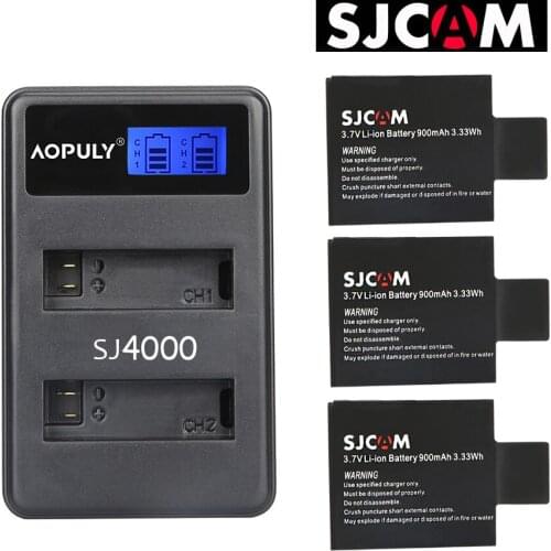 Hot 3Pcs SJCAM sj4000 battery + USB LCD Dual charger bateria sj7000 sj5000 sj6000 sj8000 SJ M10 for SJCAM sj4000 sj5000 camera