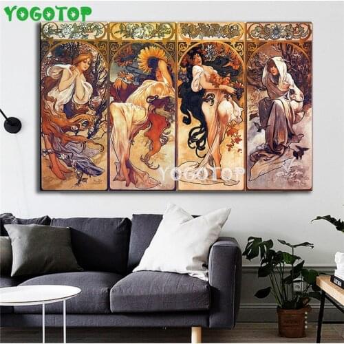 Diy Diamond Painting Alphonse Mucha Times of Day Vintage Mosaic Diamond Embroidery 5D DIY Full Square Round Cross Stitch YY5139