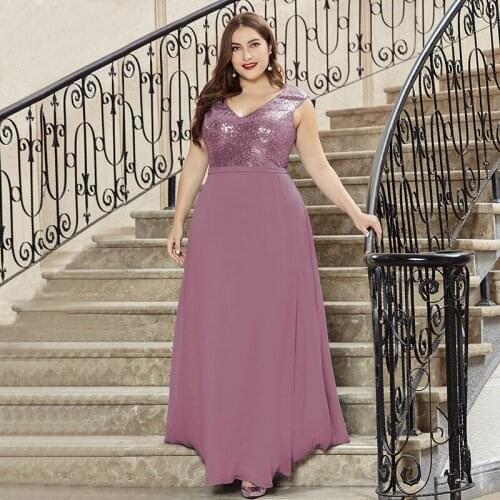 Sequins Short Sleeves Evening Dress Simple Deep V-Neck Zipper Back A-Line Floor-Length Elegant Plus Size Women Formal Gowns D958