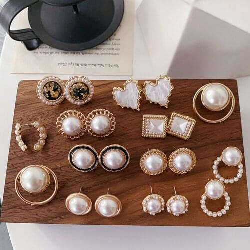 S925 Needle Bohemian Design Earring Earring Metal Geometric Irregular Round Teardrop Simulation Pearl Earring Girl Gift