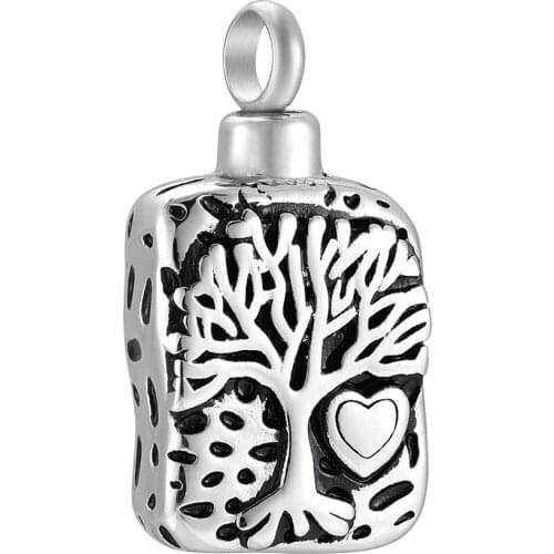 CMJ9910 NEW Arrive Tree Engraved Stainless Steel Urn Pendant Cremation Urn Necklace Memorial Gift for Family