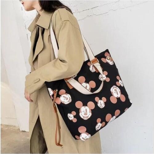 Disney Mickey Mouse canvas tote bag for girls large capacity computer shoulder bag for Macbook 13.3 /14.4 inch clutch