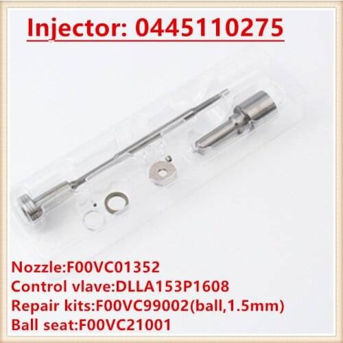 F00VC01352 Diesel Injector Overhaul Repair Kits Nozzle DLLA153P1608 Valve Sealing Rings, ball, ball seat for 0445110275