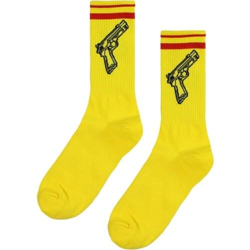 IMINCN 1Pair Harajuku INS Young People Hiphop Gun Stripe Cotton Dance Street High Fashion Men Socks