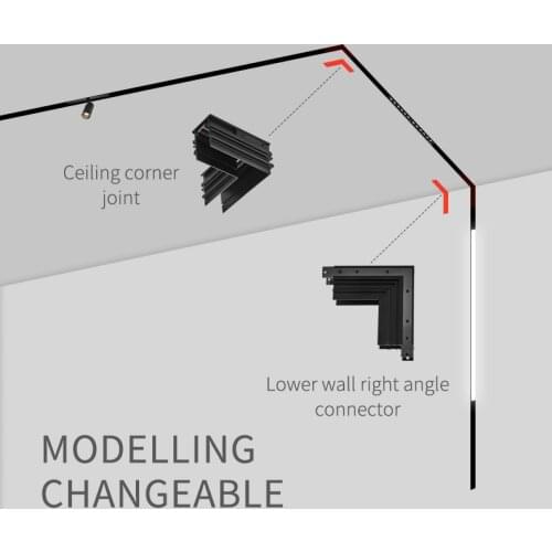 JOYINLED Modern Design 24V Mini Creative Aluminum 34mm Recessed Track Rails for Magnet Track Lights Series Linear Lighting