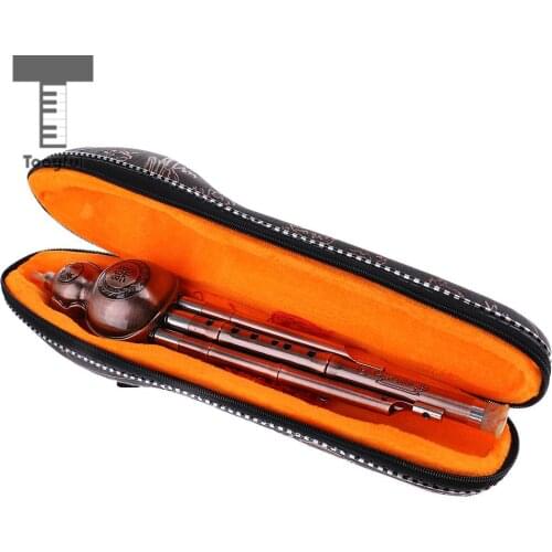 Tooyful Chinese Hulusi Drawing Gourd Cucurbit Flute Key of C Professional Ethnic Wind Musical Instrument for Beginners