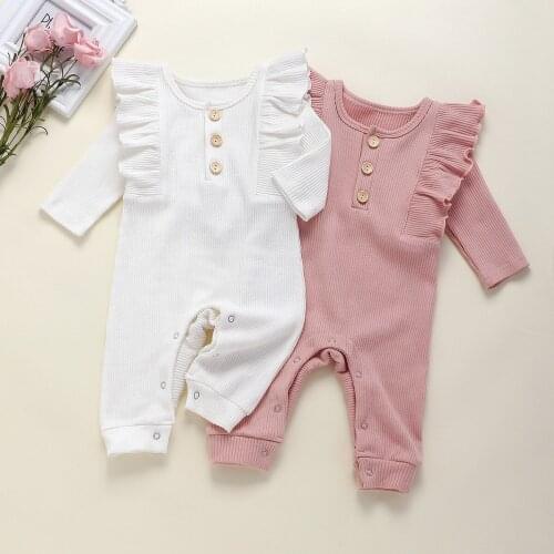 Newborn Infant Unisex Baby Boy Girl Button Solid Romper Bodysuit One Piece Jumpsuit Outfits Clothes