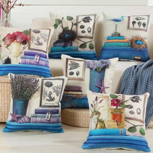 Hot Selling Cartoon Cotton Linen Throw Pillow Sofa Office Back Cushion Cover Home Decorative