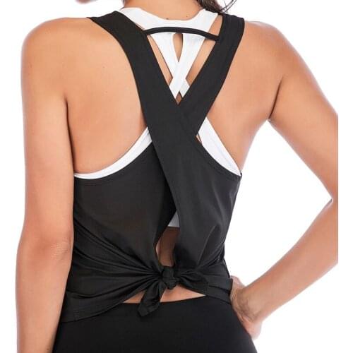 Yoga Vest Sport Tank Top Women Sleeveless Backless Cross Gym Tops Athletic Fitness Vest Dry Fit T-shirt Workout Shirt