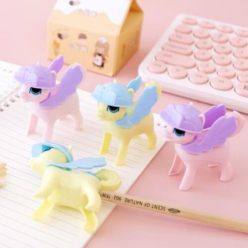2pcs/Set Cute Cartoon Pony Pencil Sharpener School Stationery Standard Pencil Cutting Machine Pencil Sharpeners School Supplies