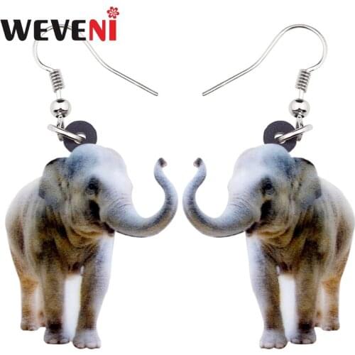 WEVENI Acrylic Sweet Elephant Earrings Dangle Drop Women Girls Female Unique Wild Jungle Animal Jewelry Cheap Charms Wholesale