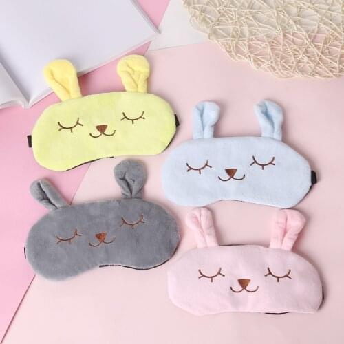 Cartoon Eye Mask Travel Sleep Adjustable Elastic Strap Plush Cute Sleeping Rabbit Eye Mask Bag Eye Cover Sleep Eyeshade