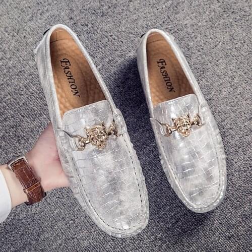 2020 luxury brand designer silver shoes driving gents mens crocodile leather loafers casual natural genuine vintage big size 48