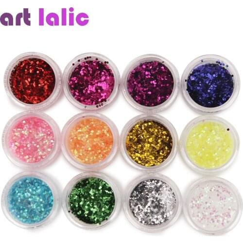 12 Bottle High Quality Nail Glitter Set Multicolor Nail Powder Dust Women Nail Tip Decoration Materials Manicure Material