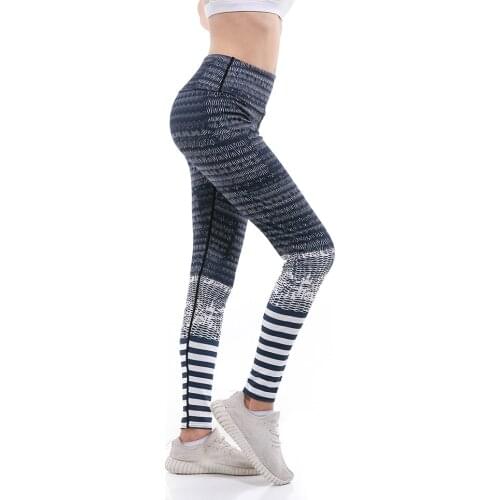 2018 New Fitness Yoga Pants Multi Striped Print S To 3xl Elastic Women Jogging Workout Fitness Sports Leggings