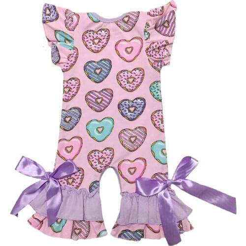 New 30 Spring Color Cotton Baby Girls Capri Leg Floral Print Ruffle Romper Doughnut Heart Valentines Day Easter Egg Clothing