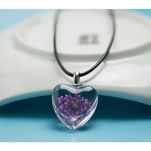 Peach Heart Dandelion Glass Pendant Time Gem Necklace Artware Long Rope Necklaces Drop Shipping #FY414