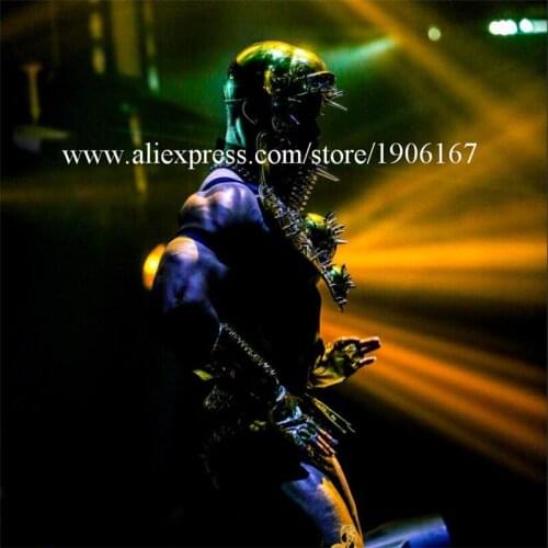 Singer Robot Mirror Suit Dance Stage Costumes Catwalk Show Armor Rivets Bodysuit Gold Mirror Clothes Nightclub Models Clothes