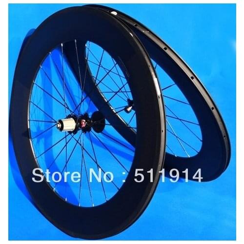 WS-CW08 Full Carbon Road bike 88mm Clincher Wheelset 700C Clincher Rim , black Spokes , black hub , front and rear